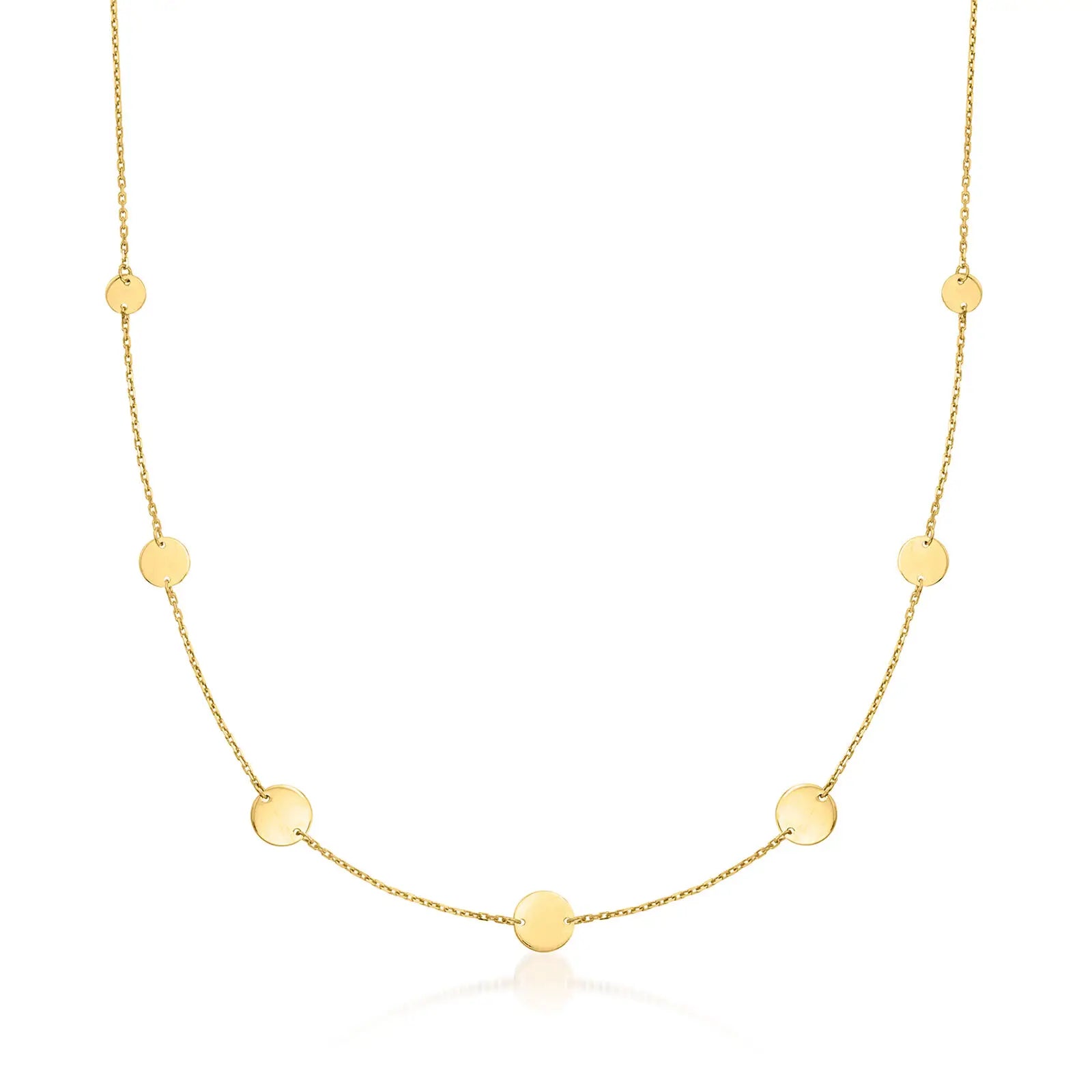 Inspire Jewelry High Quality Gold-Plated Stainless Steel Circle Disc Station Necklace Gold Coin Pendant Fashionable Necklaces