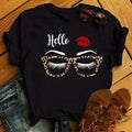 Wholesale Letter Print Funny T-shirt Cartoon Eye Lashes Style Lovely Sweet Print Tees Lady Top Women Cheap Plus Size T Shirts