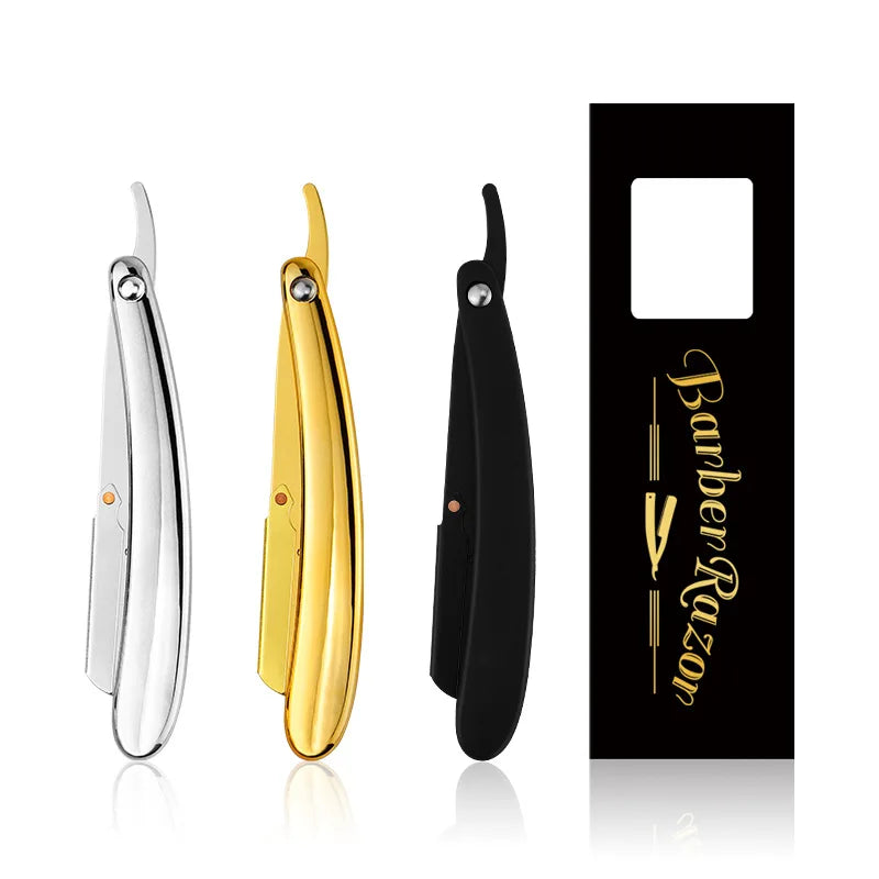 Premium Stainless Steel Straight Edge Barber Razor Beard Manual Razors/ ABS Handle Shavette With Customized logo