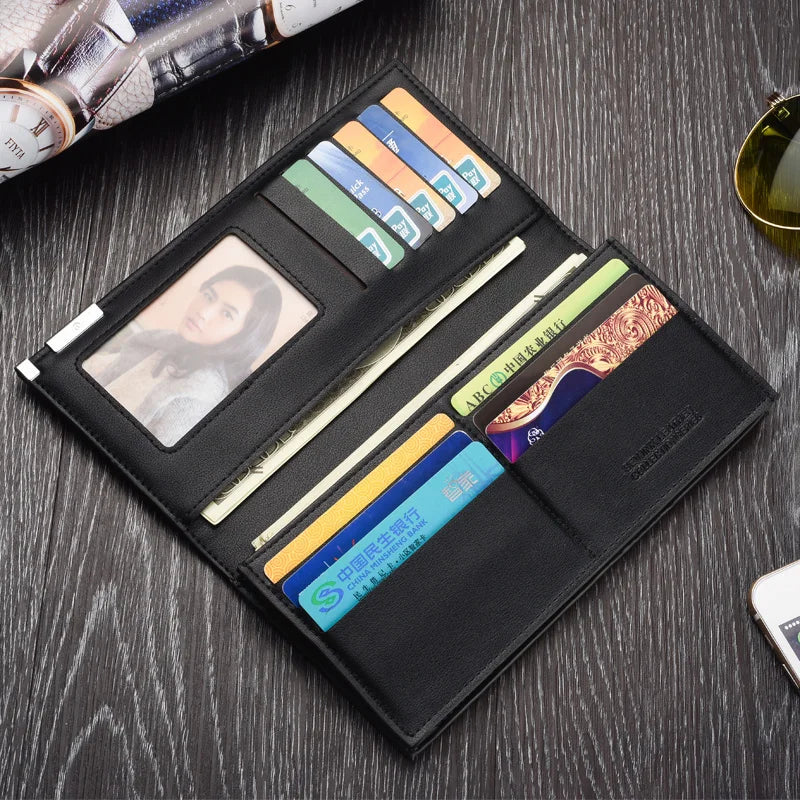 New Men's Fashion Long Style High-end Open Closure Portable Multi Slot PU Leather Wallet