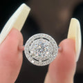 Custom Double Halo Solitaire Round VVS 1CT Diamond  S925 Sterling Silver Moissanite Rings for Women Wedding Engagement Jewelry