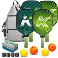USAPA Approved Set of Customized UV Printed Pickleball Paddles Green Carbon Fiber Glass Colorful Design Pickleball Paddle Set