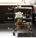 SHIMOYAMA Stainless Steel 3 Tier Heavy Duty Commercial Grade Food Storage Trolley Service Utility Rolling Cart With Handle Bar