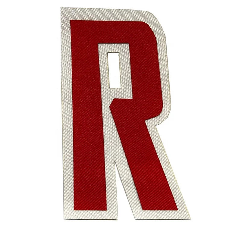 Factory Direct Price High Quality Red and White Tackle Twill Patch Jersey Sports Wear Letter Applique Alphabets
