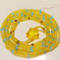 Gold Seed Beads Crytal Five Star Charm Weightloss Double String Cotton Tie on African Waist Beads Belly Chain Body Jewelry Women