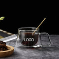 Wholesale 200ml Square High Borosilicate Double Wall Glass Coffee Cup with Handle