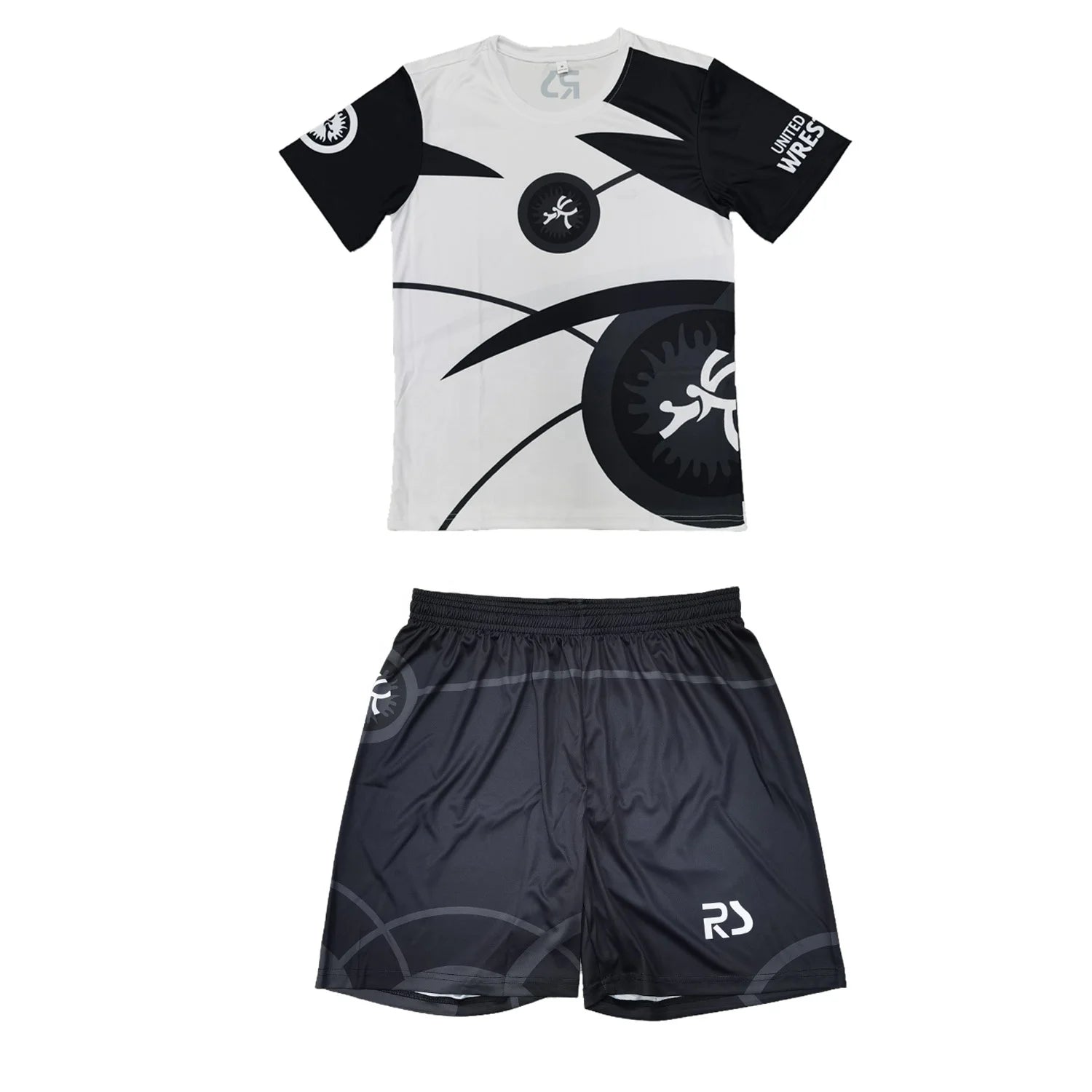2025 Custom Men's Knitted Wrestling Set T-shirts+shorts Full Sublimation 2 Pcs Set