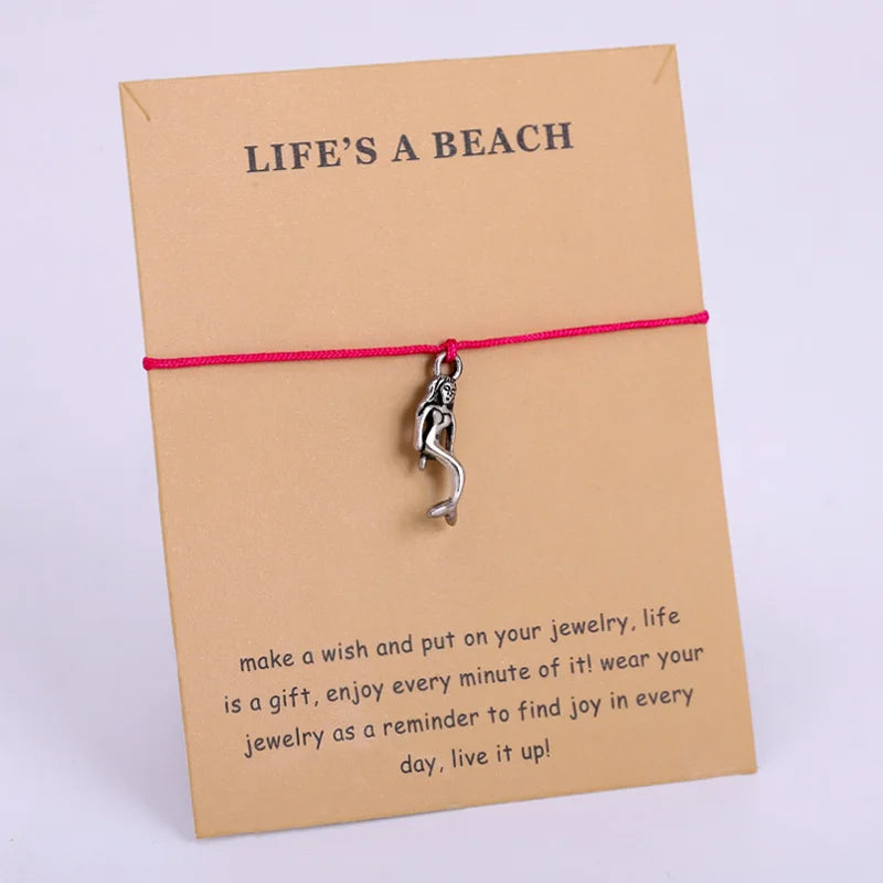Summer Beach Ocean Mermaid Shell Starfish Sand Dollar Octopus Sea Horse Baby Whale Tail Shark Fish Ocean Beach Charm Bracelet