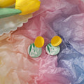 Korean Kpop Style Abstract Color Handmade Clay Round Stud Earrings Contrast Personalized Geometric Earring Statement Jewelry