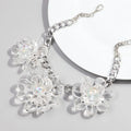 Luxury Crystal Clear Resin Petal Drops Simple Flower Fairy Party Alloy Collar Earrings Necklace Set Women