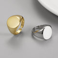 Fashion Jewelry Rings 925 Sterling Silver Wide-faced Plain Open Ring Round Glossy Surface Gold Plated Rings for Women