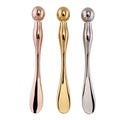 Luxury Custom Logo Eye Spoon Massage Stick With Roller Rose Gold Metal Applicator Eye Cream Mini Massage Stick Cosmetic Spatula