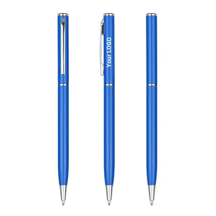 Metal Custom Logo Economical Promotional Signature Slim Ballpoint Pen with Black Ink and 1.0mm Point for Office and School Use