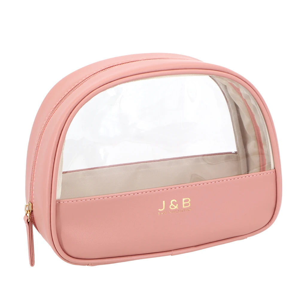 Manufacturer Custom PVC+PU Makeup Toiletry Bag With Clear Window Travel Cosmetic Storage Bag With Personalized Logo Logo