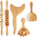 Body Sculpting Tools 5 in 1 Wooden Therapy Massage Tools Guasha Board Rolling Stick for Muscles Anti Cellulite Massage Set