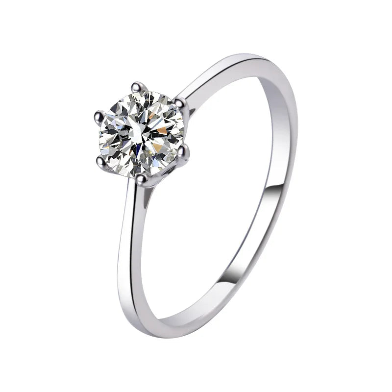Solitaire 0.5ct 1 Carat Silver Engagement Promise Ladies Wedding Ring a Moissanite Ring for Women