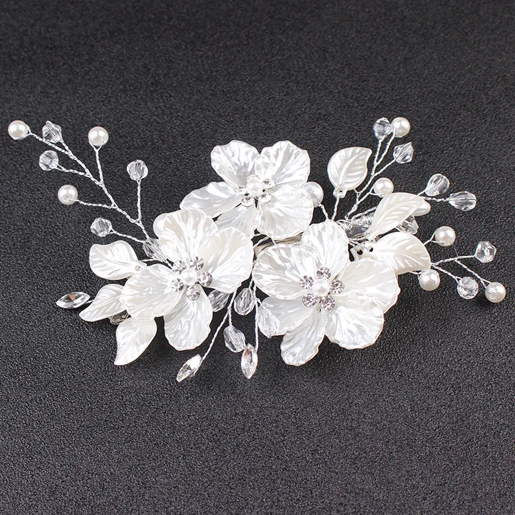 Flower Bride Wedding Hair Clips Silver Opal Side Comb Bridal Hair Piece Pins Leaf Headpiece Hair Accessories