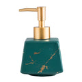 HOMEDEC Marble Ceramic 260ml Bathroom Accessories Dispenser Bottle Luxury Ceramic Soap Dispenser with Bushed Gold Sprayer Green
