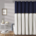 American Farmhouse Linen Material Waterproof Shower Curtain Button Splicing Shower Curtains for Bathroom