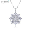 LUOTEEMI Wholesale New Year Christmas Gift Fashion Luxury Shiny Cubic Zircon Beauty Big Snowflake Pendants Necklace