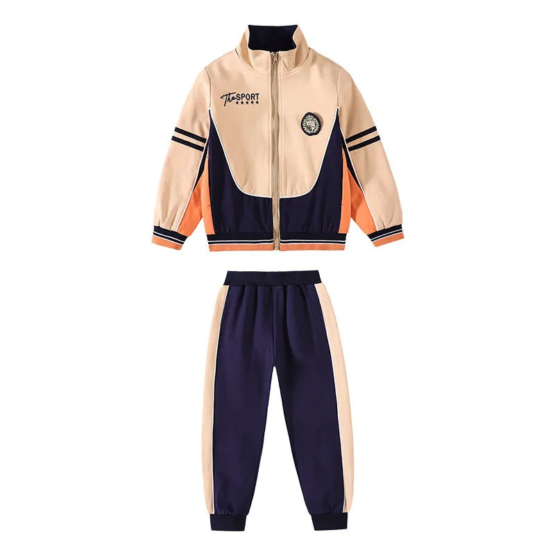 Spring and Autumn Color Matching British Style Baseball Uniform Student School Uniform Sports Suit