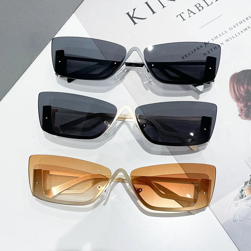 Adult Luxury Elegance Rimless Sunglasses Small Metal Frame Women Fashion Trending Style Sun Glasses Popular Shades for Lady