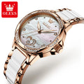 OLEVS 6631 Classic Lady's Watches Automatic Wristwatch Women Ceramic Stainless Steel Business Wrist Watch for Female