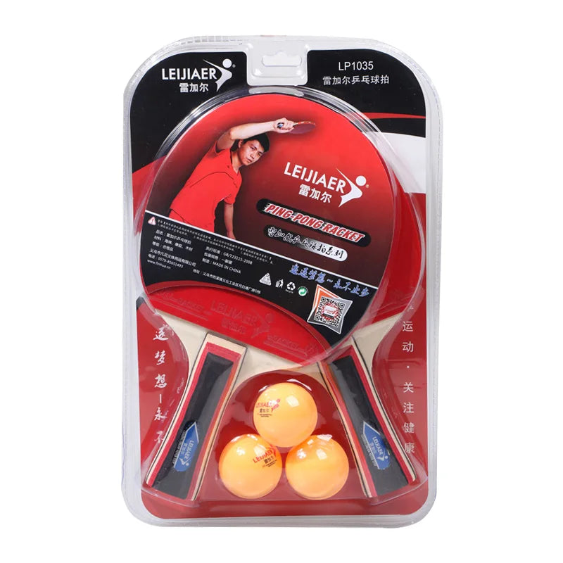 Leijiaer 1035 Table Tennis Racket Ping Pong Racket/paddle/bat Set Racket Black Star Red Silk Customized Ribbon Wood Logo