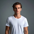 Custom Men's Plus Size 100% Cotton Casual Short Sleeve T-Shirt Oversized Solid Pattern Woven Fabric Loose Fit Silk Screen