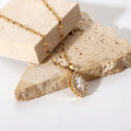 Oval Shaped Gold Necklace 18k Elements Stainless Steel Crystal Necklace Pendant Bling Necklaces for Women