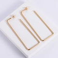 Exaggerated Stainless Steel 18k Gold Plated Geometric Rectangle Wire Hoop Earrings