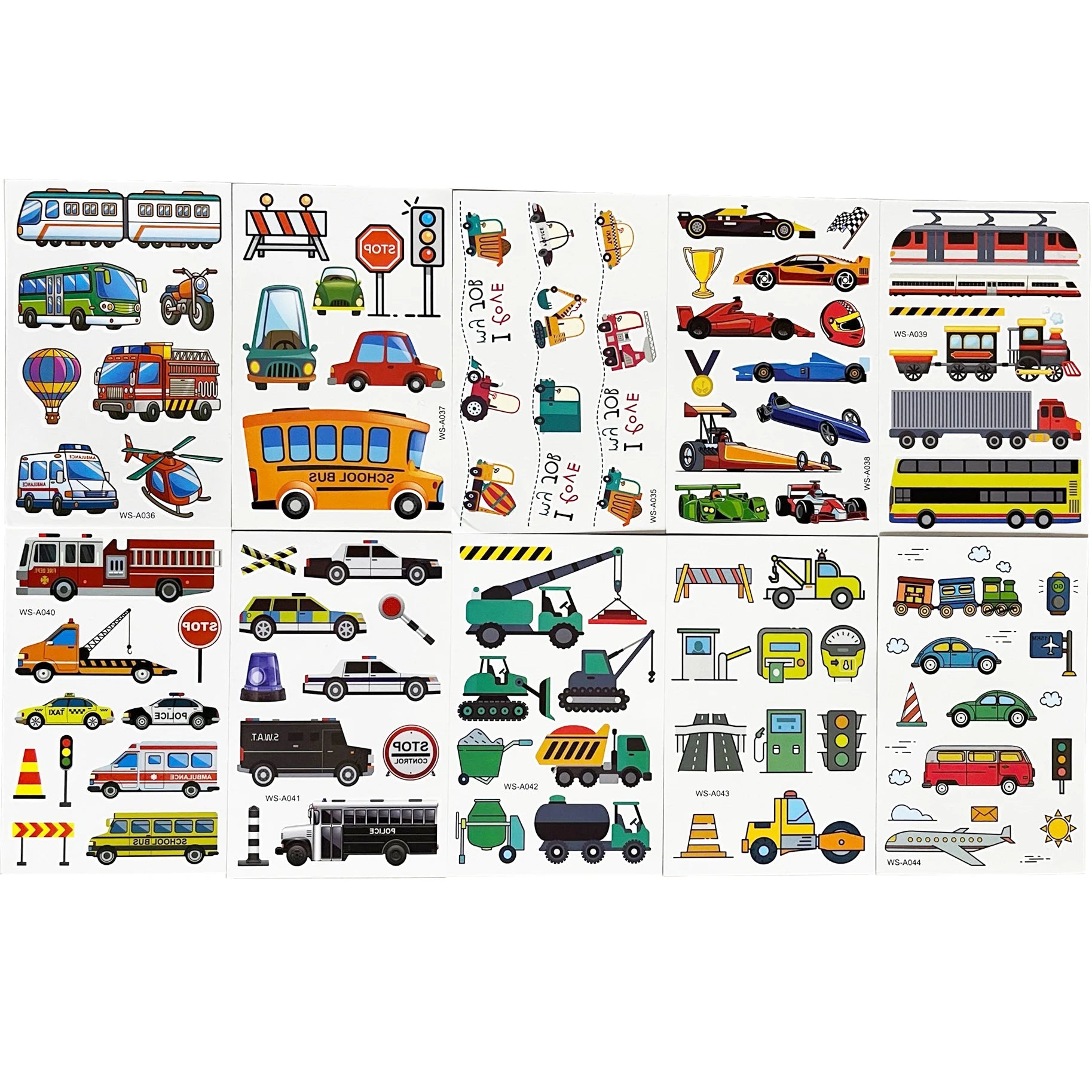Ychon Kids Cars and Trucks Stickers Party Supplies Pack Vehicle Stickers for Kids with Cars Fire Trucks Construction Buses