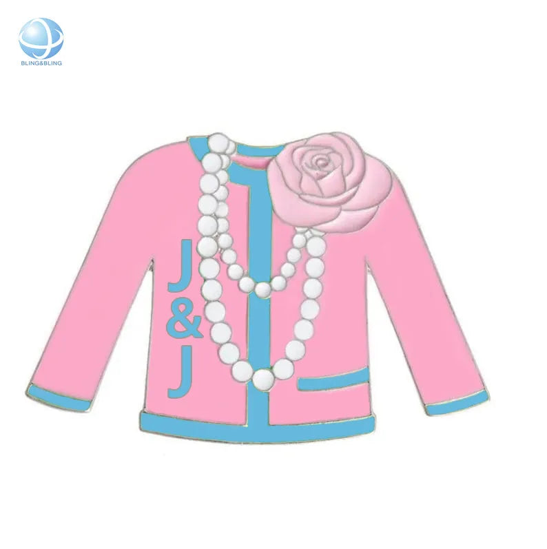 Hot Sale Sorority Gifts Pink Brooches with Enamel Greek Jack and Jill Pin Sisterhood Jewelry for Women Sweater Brooch