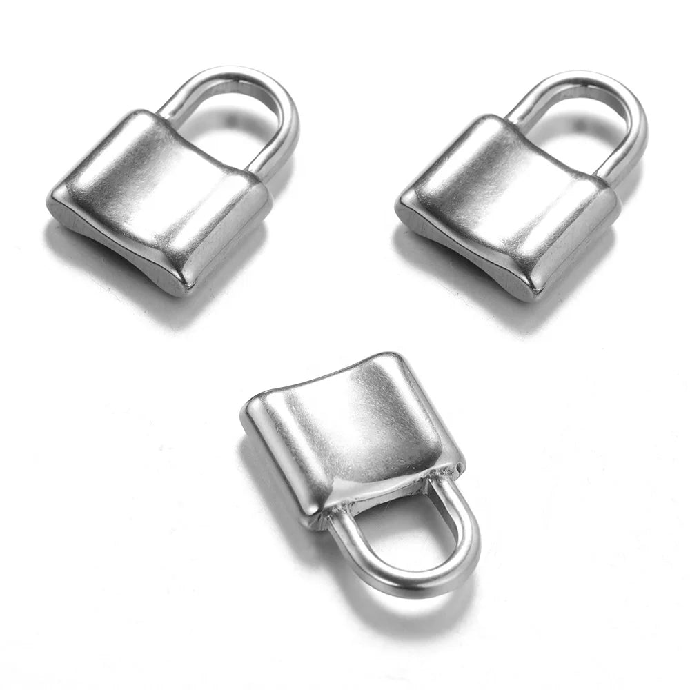 Stainless Steel Lock Necklace Pendant PadLock Charms Handcrafted Accessories DIY Jewelry Making Wholesale