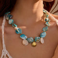 Summer Beach Jewelry Fashion Women Conch Shell Pearl Choker 18K PVD Gold Plated Waterproof Stainless Steel Necklace
