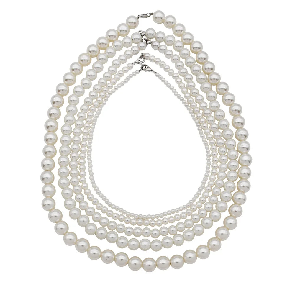 4/6/8/10/12mm White Round Imitation Pearl Necklace Wedding Pearl Necklace for Brides