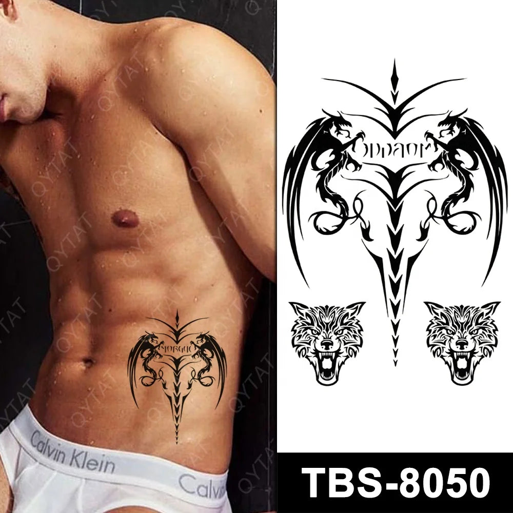Wholesale Bulk New Water Proof Men's Black Body Arm Totem Sticker Temporary Tribal Tattoo