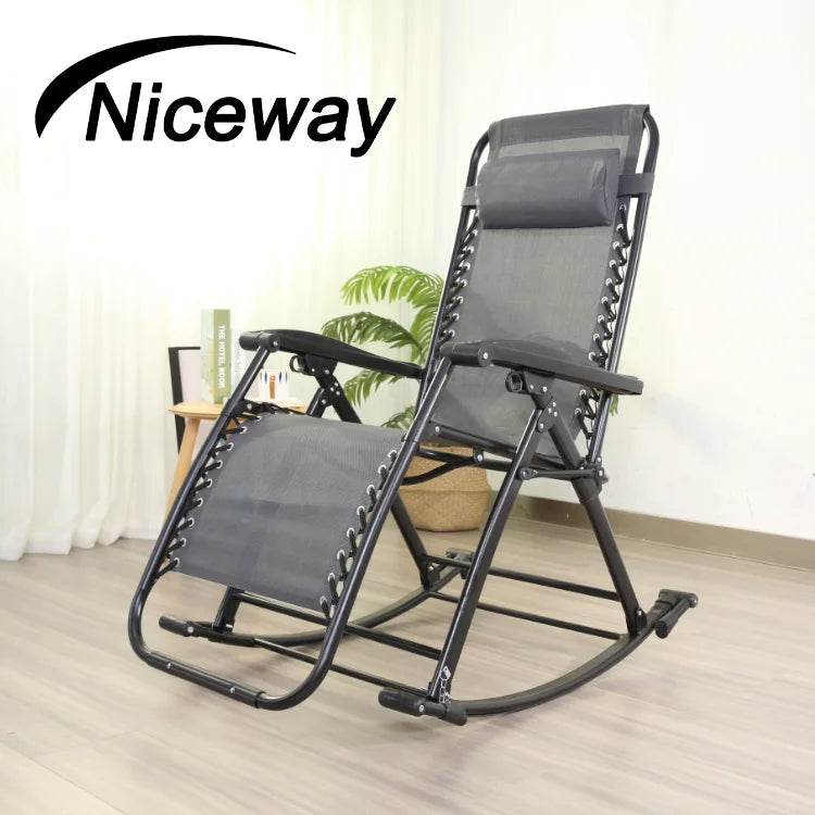 Hot Selling Reclining Folding Chair Leisure Ways Office Sleeping Outdoor Portable Durable Folding Rocking Chair