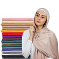 Premium Stretchy Cotton Jersey Hijab Scarf for Women New Design Solid Color Headscarf-for Autumn