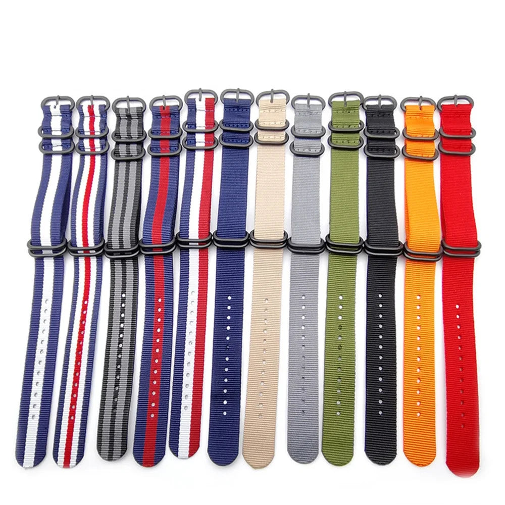 Nylon Strap 18mm 20mm 22mm 24mm  Weave Canvas Thicken Ring Buckle Watch Band Men Women Sport Wrist Bracelet Accessories