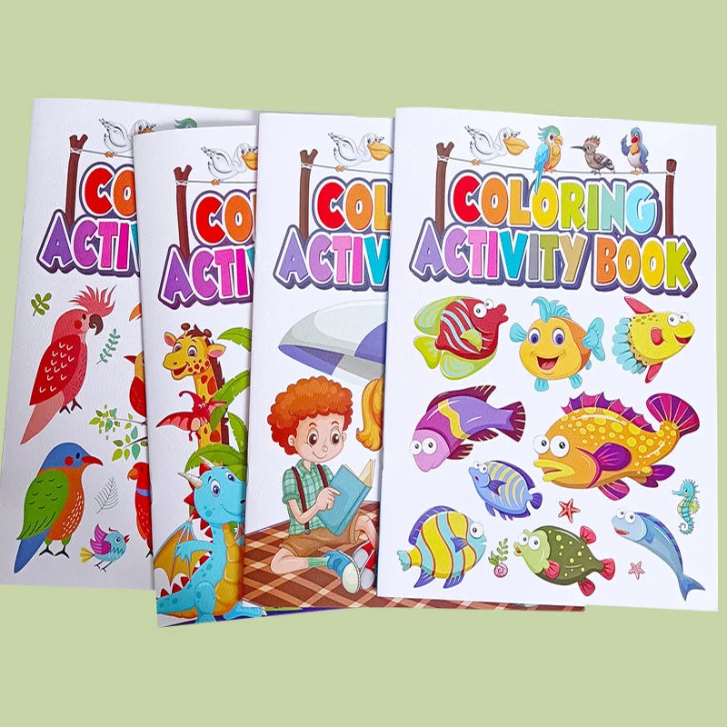 Cartoon Animal Coloring Book for 3-8 Years Old A4 Kindergarten Drawing Book with Custom Logo Offset Printing for Crayons
