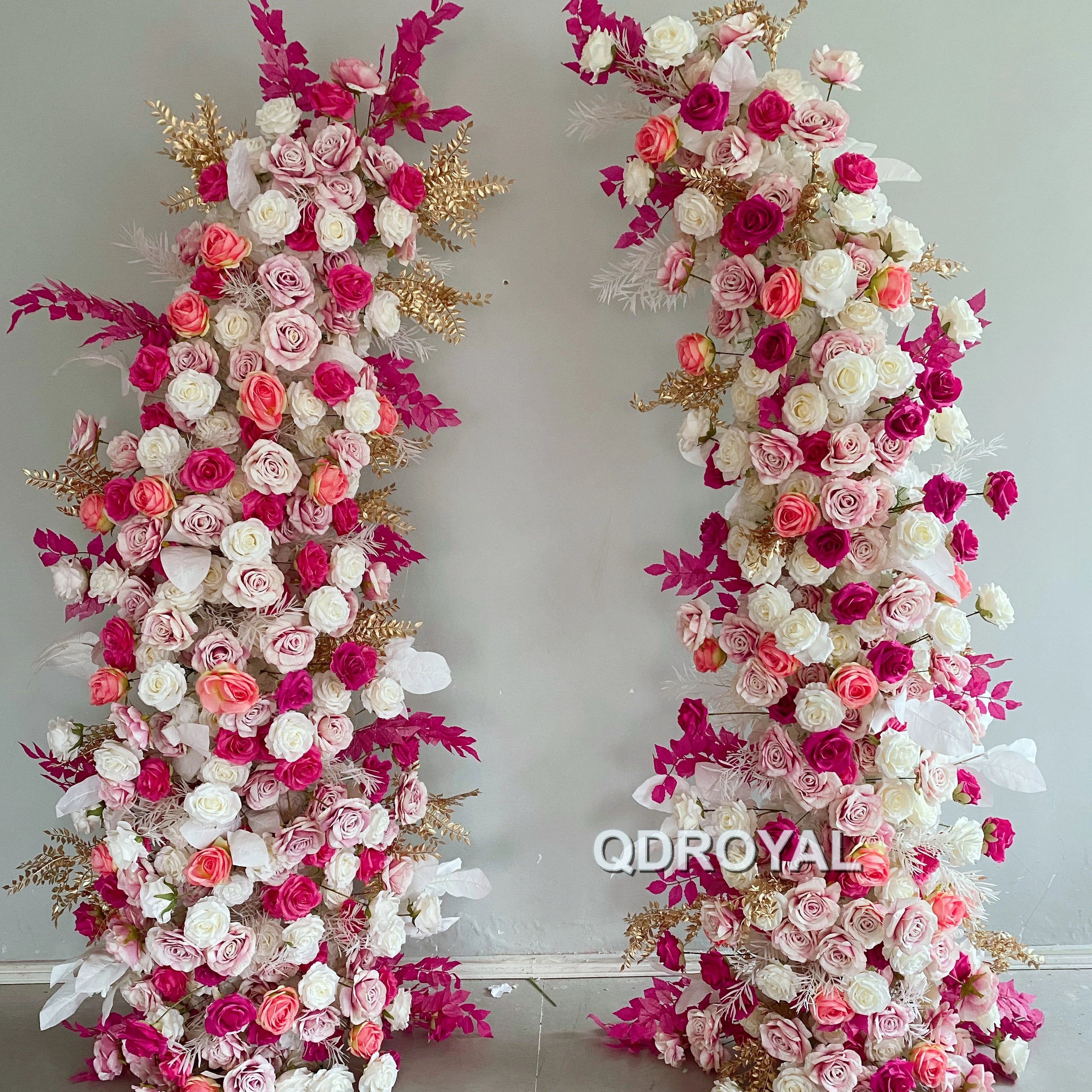 Fuchsia Hot Pink Wedding Arch Decorations Silk Flower Panel Backdrop Stand Arrangements for Valentine's Day Graduation New Year
