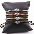 Classic Design Macrame Bracelet with 4mm Stainless Steel Beads and Small CZ Eye Charm Gift for Orthodox JBS12338