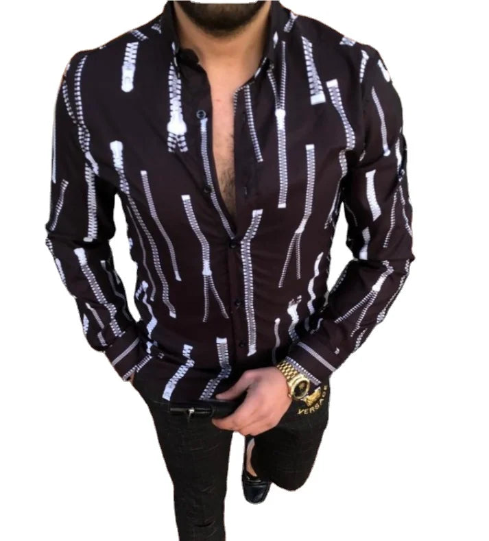 High Quality Office Dress Shirts for Men Full Printed Collar Hawaiian Beach Vacation Collared Shirt for Men