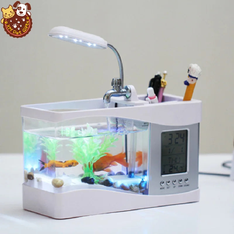 USB Mini Office Desktop Aquarium LED Lamp Underwater Gradient Dream Fish tank