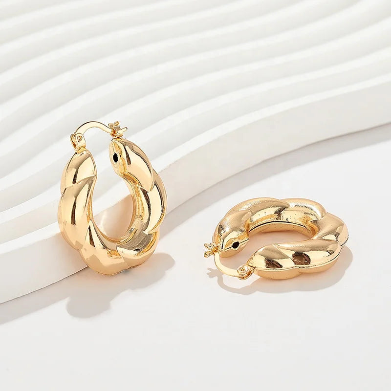 Gold Hoop Earrings 18K Exquisite Women'S Jewelry Gift 18K Gold-Plated Zircon Wholesale Fashion Twisted Piece Earrings
