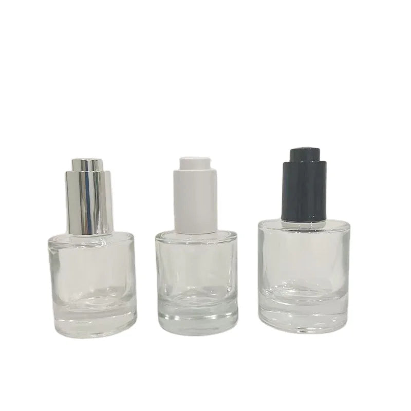 Customize Essential Oil Glass Screw Dropper Bottle Pipette 30ml 40ml 50ml Sizes Press Lid Skin Care Cream Packaging
