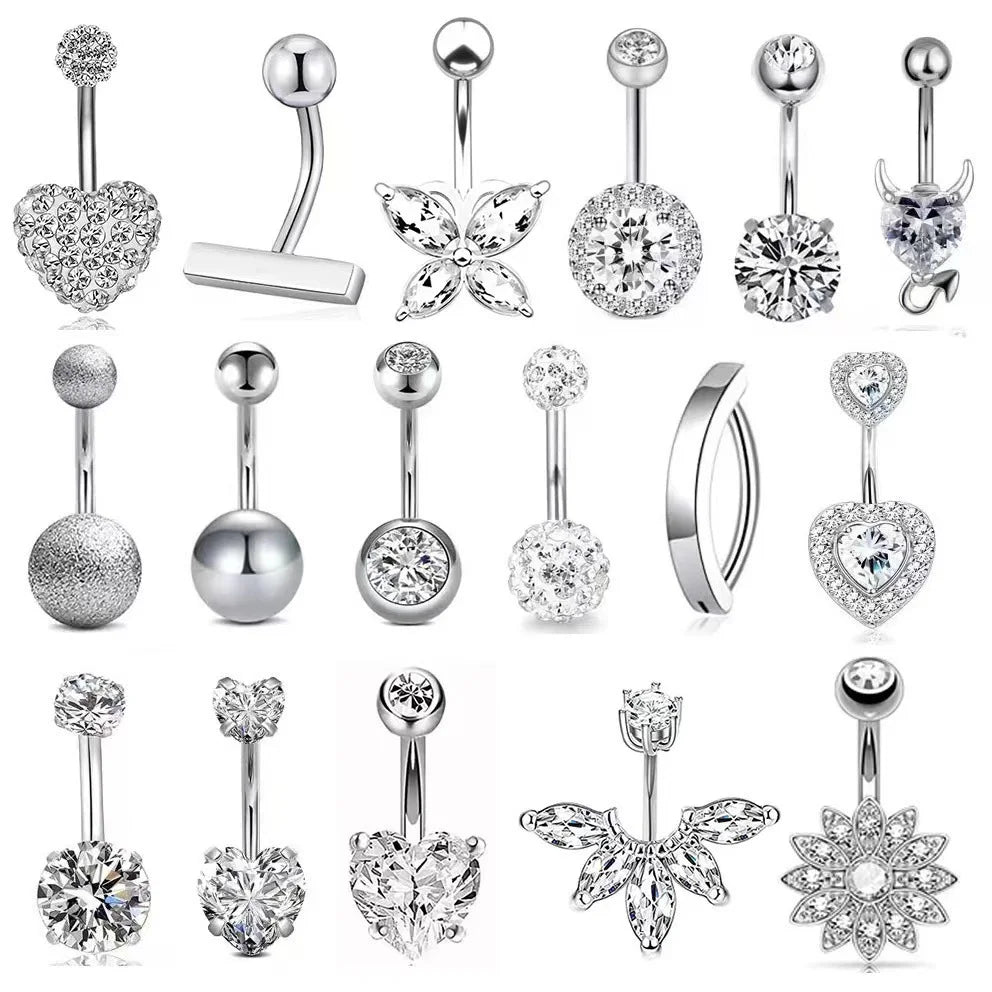 Steel Piercing Jewelry With Diamond Zircon Popular Piercing Jewelry Belly Piercing