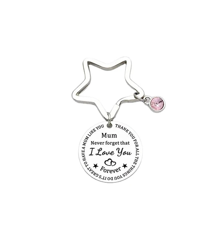 Stainless Steel Mum Never Forget That I Love You Keychain Key Ring Mothers Day Birthday Gift Key Chain