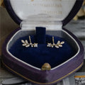 Elegant Ladies Gifts Jewelry Customized Gold Plated Leaf Stud Earrings